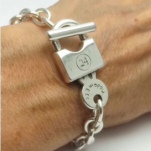 Stainless Steel Lock Bracelet Chain Link Statement Cuban